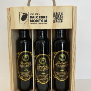 IBEROLEI Estuche de madera con tres unidades de Iberolei cilíndrica 250ml