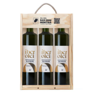 IBEROLEI Estuche de madera con tres unidades de Iberolei cilíndrica 750ml