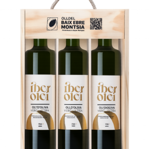 IBEROLEI Estuche de madera con tres unidades de Iberolei cilíndrica 750ml